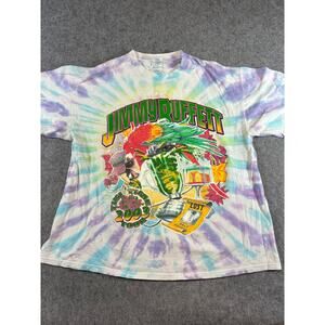 2005 Jimmy Buffett Tiki Time Tour T Shirt Mens XL Blue Purple Cotton Tie Dye AOP